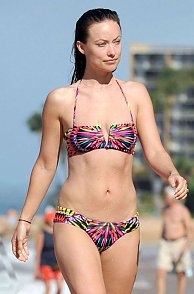 Colorful Bikini On Celeb Walking The Beach Pic