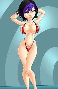 Curvy Big Tits Gogo Tomago Posing In A Bikini As An Adult Pic