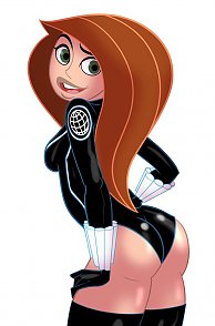 Sexy Redhead Toon In A Tight Shiny Black Outfit Posing Pic