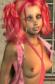 Pink Pigtails 3D Teen With Tiny Tits Pic