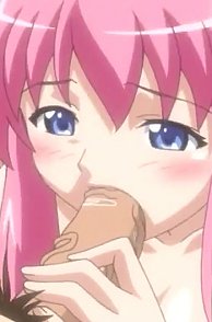 POV Cock Sucking from A Pink Haired Hentai Toon Pic