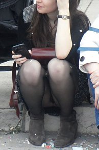 Nylons Lady Captured Sitting On A Curb
