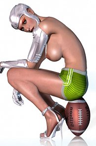 Rendered Babe Sitting On Her Football Pic