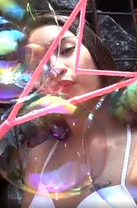 Bikini Teasing Asian Blowing Bubbles Clips