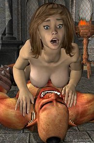 Busty Chick Riding An Ogre