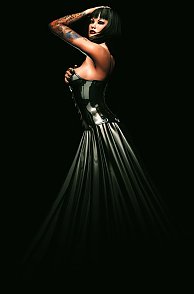 Erotic 3D Art Model In Black Latex And Skirt Pic