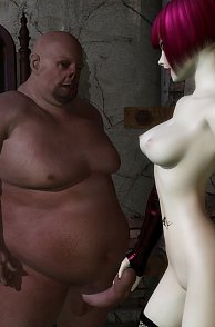Fat Man Bangs 3D Gothic From Behind