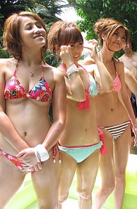 Asian Bikini Girl Party In Blow Up Pool