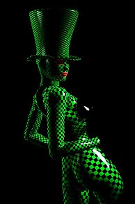 Wicked 3D Latex Of Green And Black Checkers And Matching Hat Pic