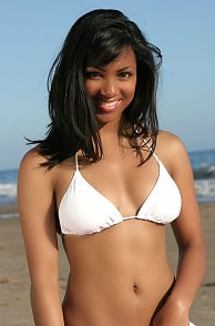 Exotic In White Bikini At The Beach