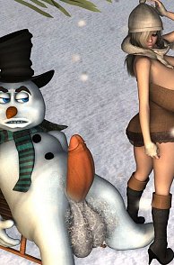Snowman Gets Erection From Teasing Hottie
