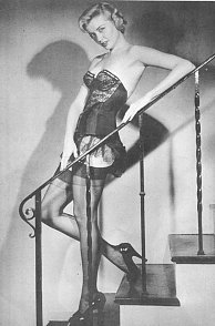 Lady On The Stairs In Lingerie And Stockings Vintage Photo