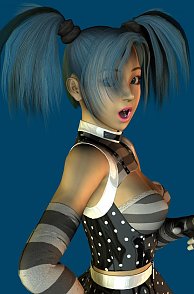 Sweet Blue Haired 3D Girl Pic