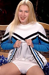 Blonde Petite Teen Cheerleader Flashing Her White Panties