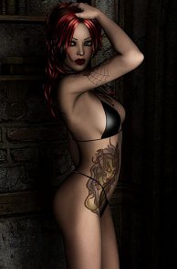 Bikini On An Arousing Tattooed 3D Babe