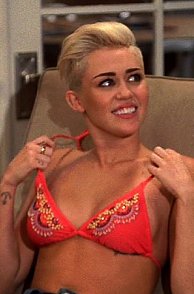 Young Crazy Celeb Miley Cyrus Wearing Bikini Top