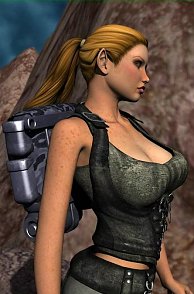 Busty 3D Babe Exploring A Planet