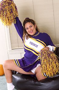 Chesty Chubby Cheerleader Strips And Spreads Soft Pussy Lips