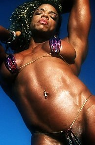 Black Muscle Model Alexis Ellis Posing In Bikini