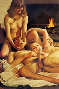By The Fireplace A Classic Threesome Takes Place