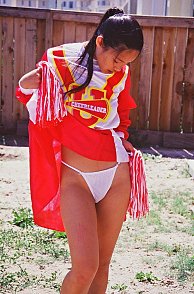 Teen Asian Flashing Panties In Cheer Uniform
