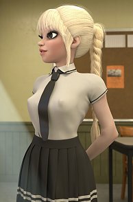 Pretty 3D Blonde Teen In Her Schoolgirl Uniform