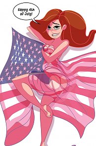Lusty Redhead Toon Wrapped In The American Flag